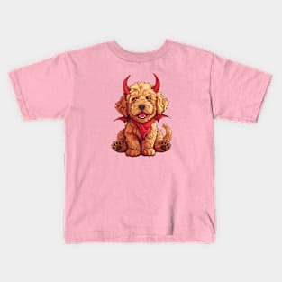 Cute little goldendoodle devil Kids T-Shirt